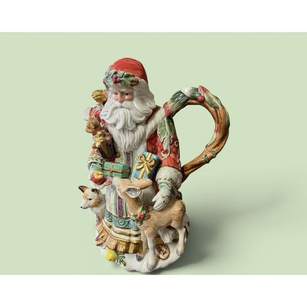 Fitz &‎ Floyd Classics Enchanted Holiday Santa Claus Teapot Tea Pot Pitcher Xmas